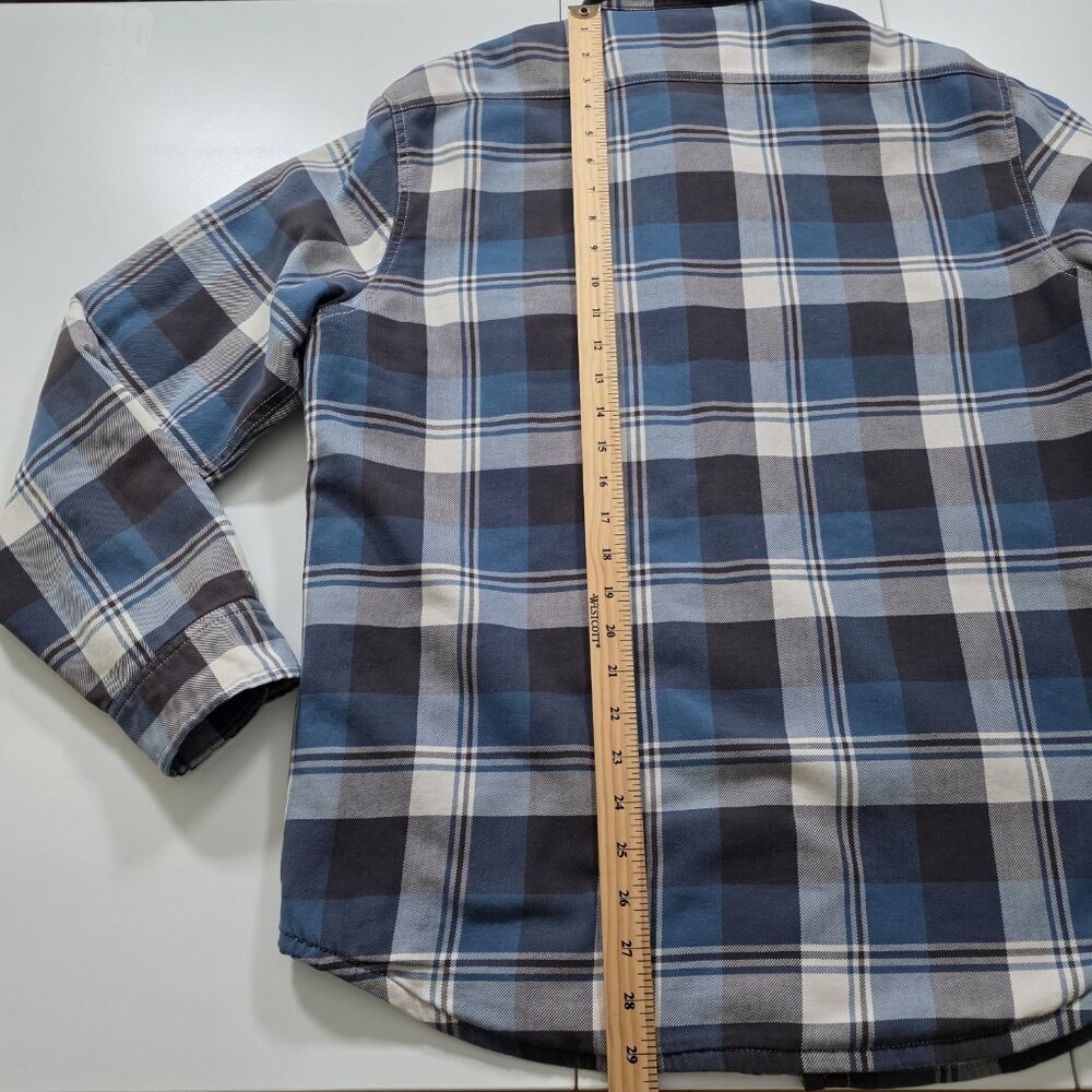 J Crew Workwear Plaid Shacket Men M Blue White Sherpa Lined Cotton Cabin Outdoor - Picture 7 of 16